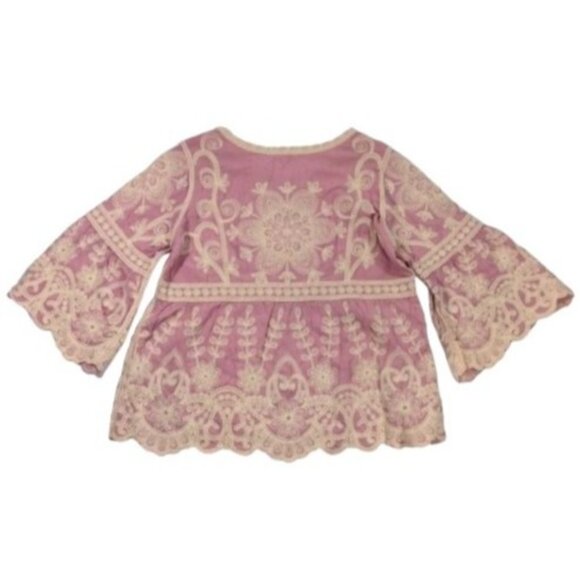 NWT Kindred Floral Embroidered Bell Sleeve Top Boho Fairy Prairie Cottag… - Picture 2 of 6